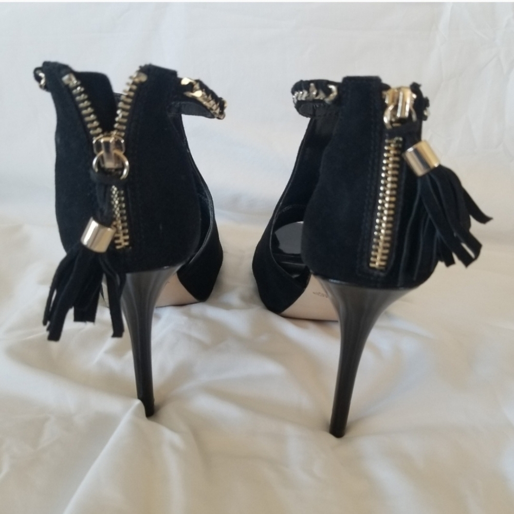 WHBM White House Black Market Adonia Black Peep Toe Stiletto Heels Boot 6.5 EUC - Picture 4 of 10